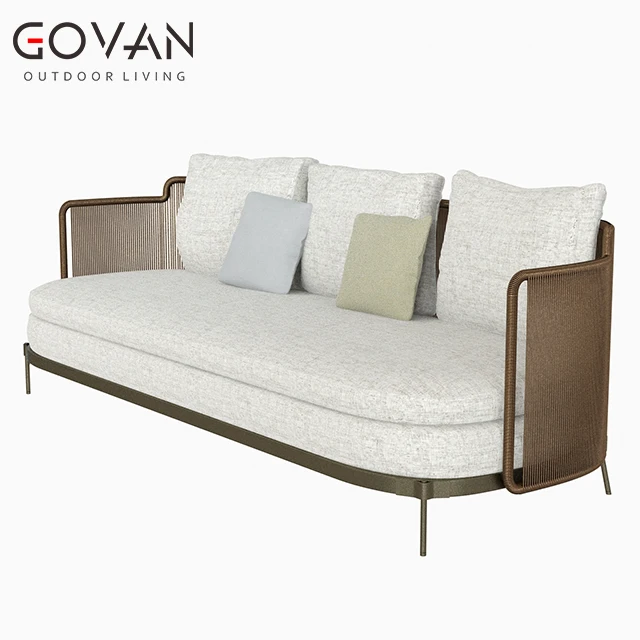 Modern Luxury style Outdoor Garden Sectional Sofa set Rattan with Aluminum Sofa Hotel Villa home Patio 3 Seater Sofa