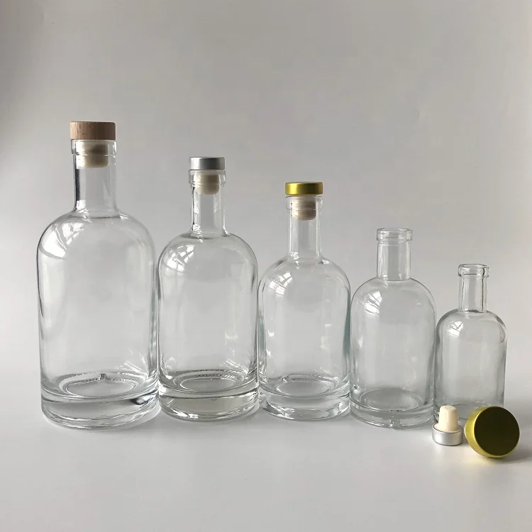 375ml Tall Long Neck Frost Oslo Cork Sealed Whiskey Glass Ice Wine Bottle With PVC Heat Shrink Capsule