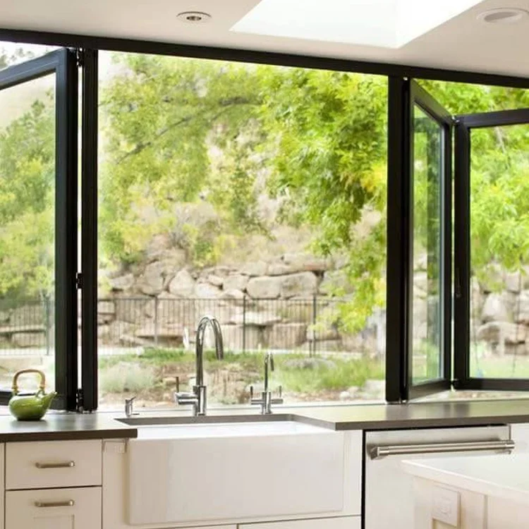 Burglar Proof Design Aluminum Bi-Folding Windows Iron Folding Windows With Newspaper Slot