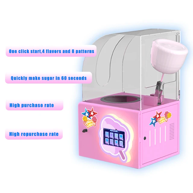 Export Automatic Candy Floss Machine cotton candy machine for Snack Mall Mini snack vending machines Make 8 Kinds of Ball