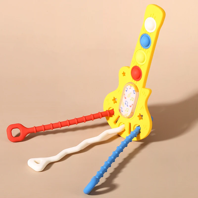 New Customization High Quality Popular Toy 2024 Guitar Shape Anti Stress Reusable Press Pull String Sensory Motessori Autism Toy