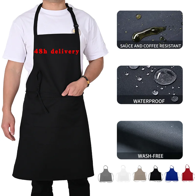 KEFEI Custom logo Waterproof Oil-proof Wash-free Kitchen Aprons For cheap bulk barber Cooking Chef Bbq Barista Apron