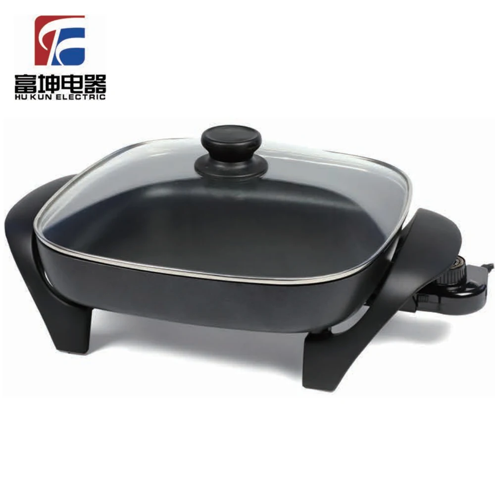 square electric deep fry pan die casting vessel with high grade non-stick cooking plate FK 1010