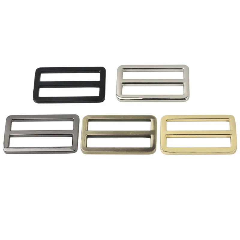 Metal High Quality Thickened Leather Bag Shoulder Strap Belt Web Rectangle Adjust Tri-glide Pin Roller Buckle Slider Loop