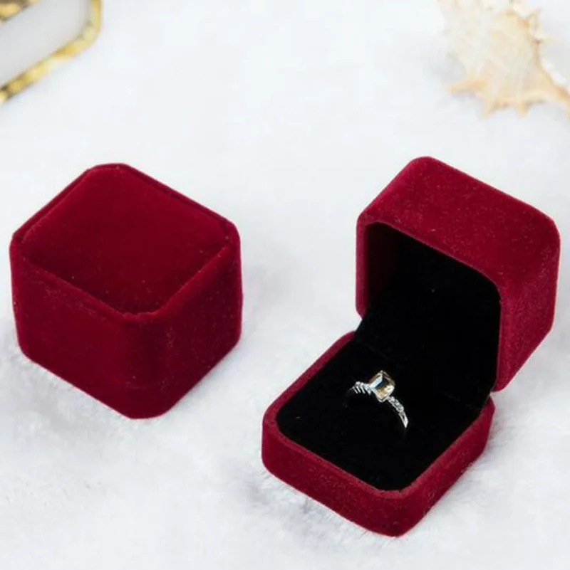 Flannel Jewelry Pendant Packaging Wedding Ring Box Stud Earrings Flocking Gift Box