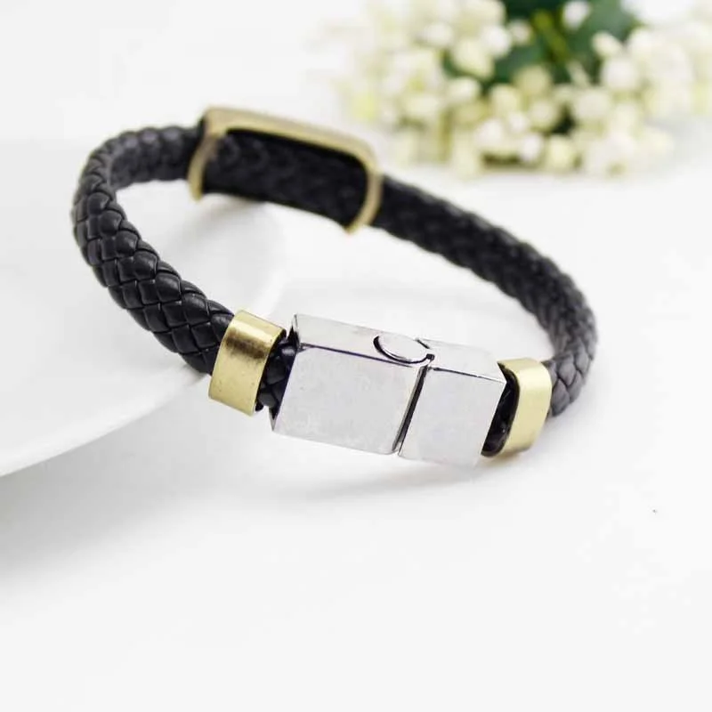 Factory Wholesale High Quality Men Weave Bracelets Jewelry Unisex Handmade Weave Leather Anime Bracelets