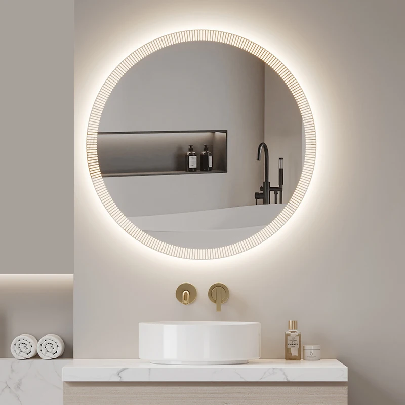 Creative Modern Design Smart Mirror Bathroom Round LED Wall-Mounted Frameless Art Bath Mirrors