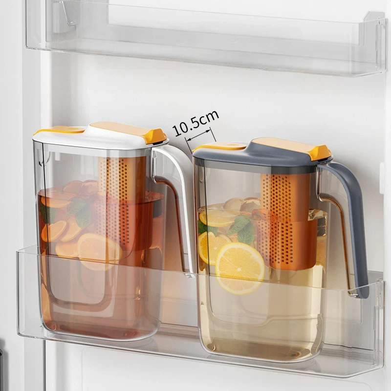 2.6L large capacity plastic cold water kettle with fruit tea lemon filter and 4 cups of food grade AS material beverage kettle