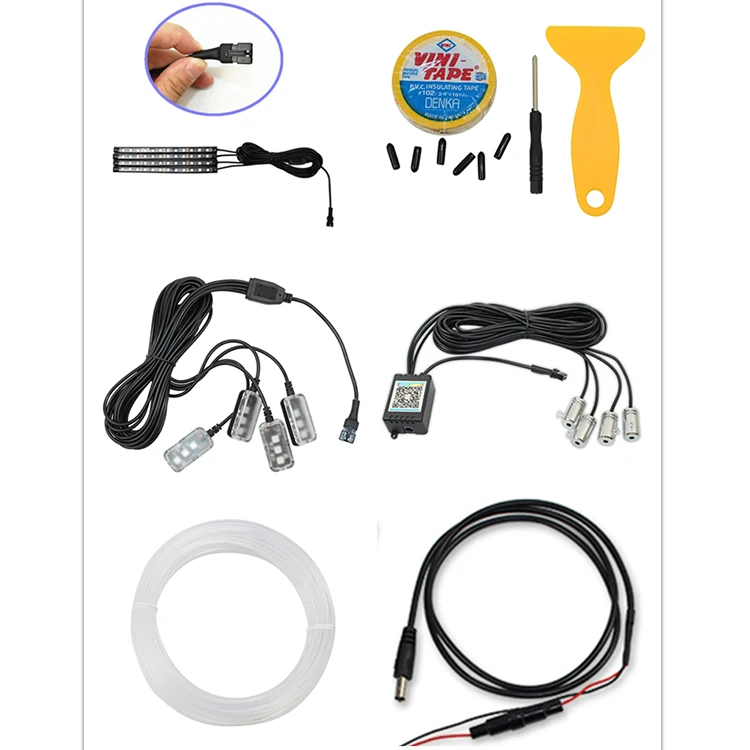 Ambient Led Light guide Car Interior Rgb Remote led guiding light Control Fiber Auto Foot Center Console Door Decorative Lights