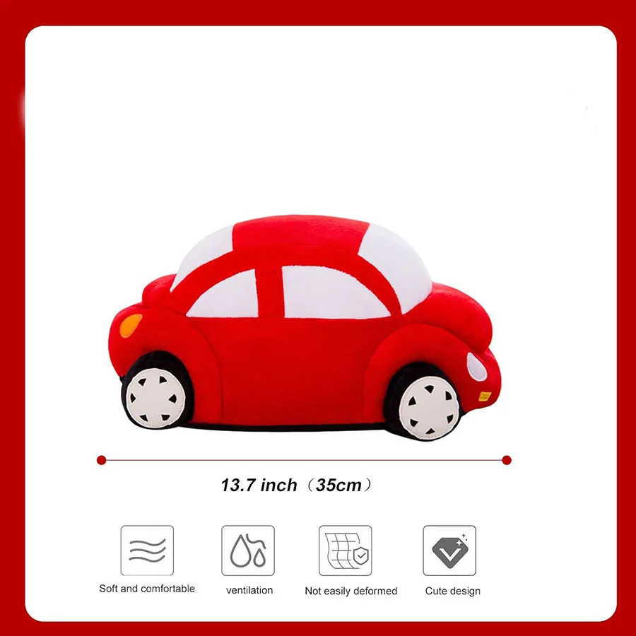 6971 Cute Child Gift Red Car Plush Toy Vehicle Plushie Realistic Huggable Super Soft Cartoon Character Plush Car Toy for Child