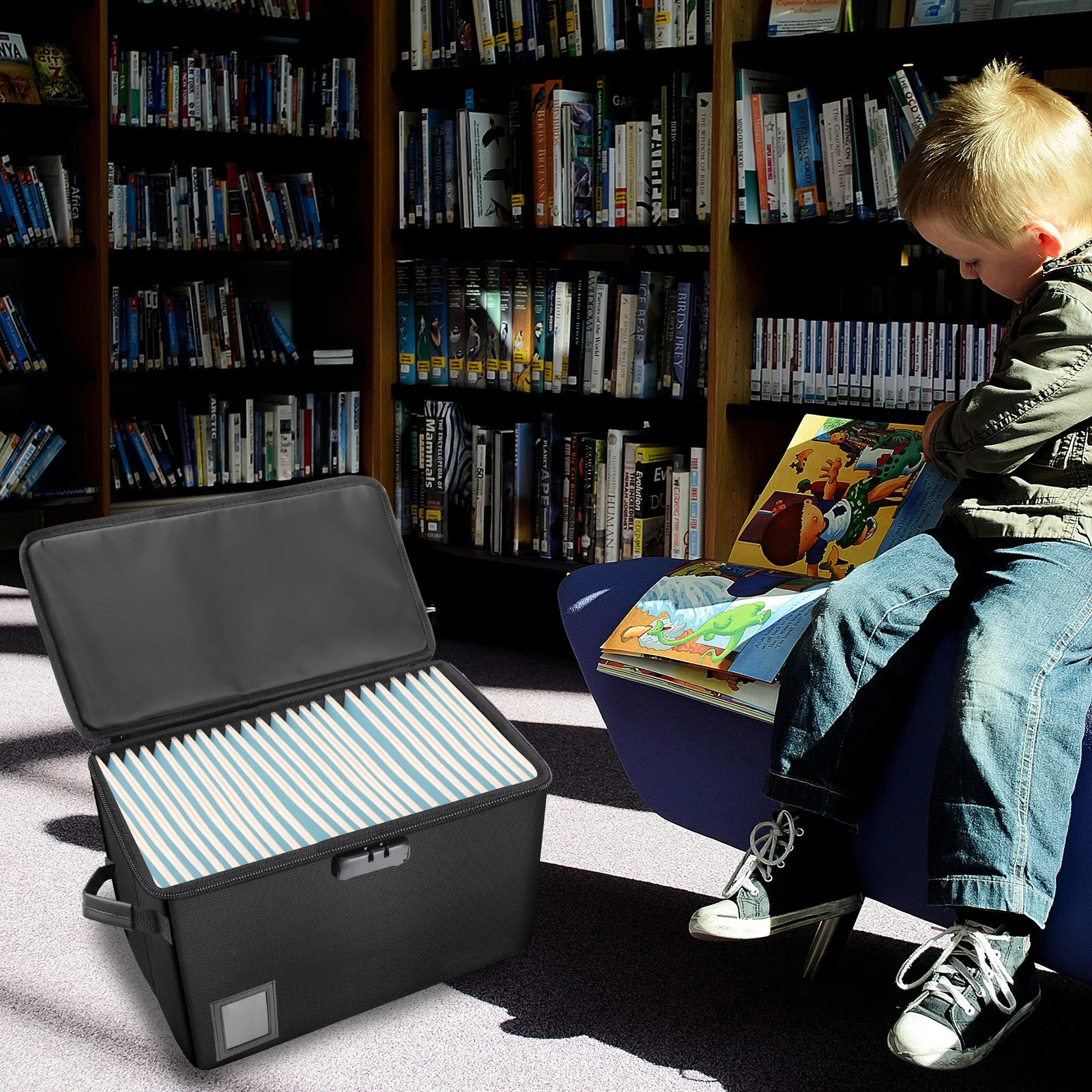 Newest File Box With Lock Fireproof Document Box Silicone Coated Dust Proof Collapsible File Organizer