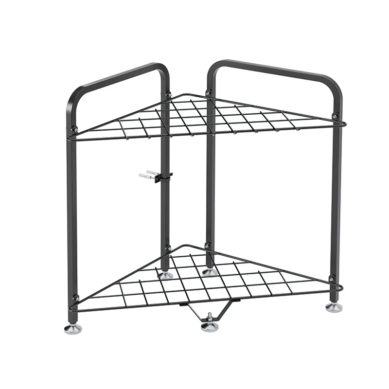 Hot Sales Garage Garden Yard Lawn Corner Metal 2 Tier Utility Yard Tool Organizer Storage Rack Garden Tool Organizer