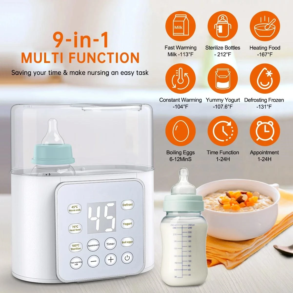 Fast Baby Bottle Heater Breast Milk Warmer with 24H Constant Mode