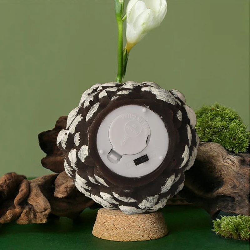 KSWING Brown Pine Wax LED Candle Light Flameless  Real Wax  decoration Candle Light for Bedroom