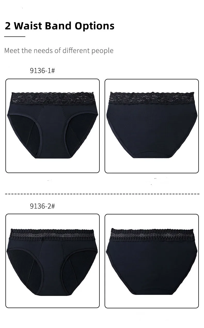 2023 New Lace Washable Postpartum 4 Layer Cotton LeakProof Period Panties Four Layers High Absorption Menstrual Period Underwear