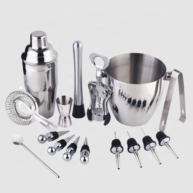  Factory Direct stainless steel bar tools cocktail shaker waiters corkscrew wine accessories
