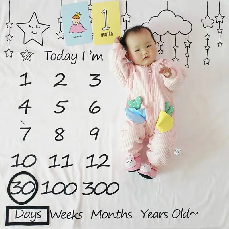 
Cotton Muslin Organic Baby swaddle Milestone Blanket for newborn children 