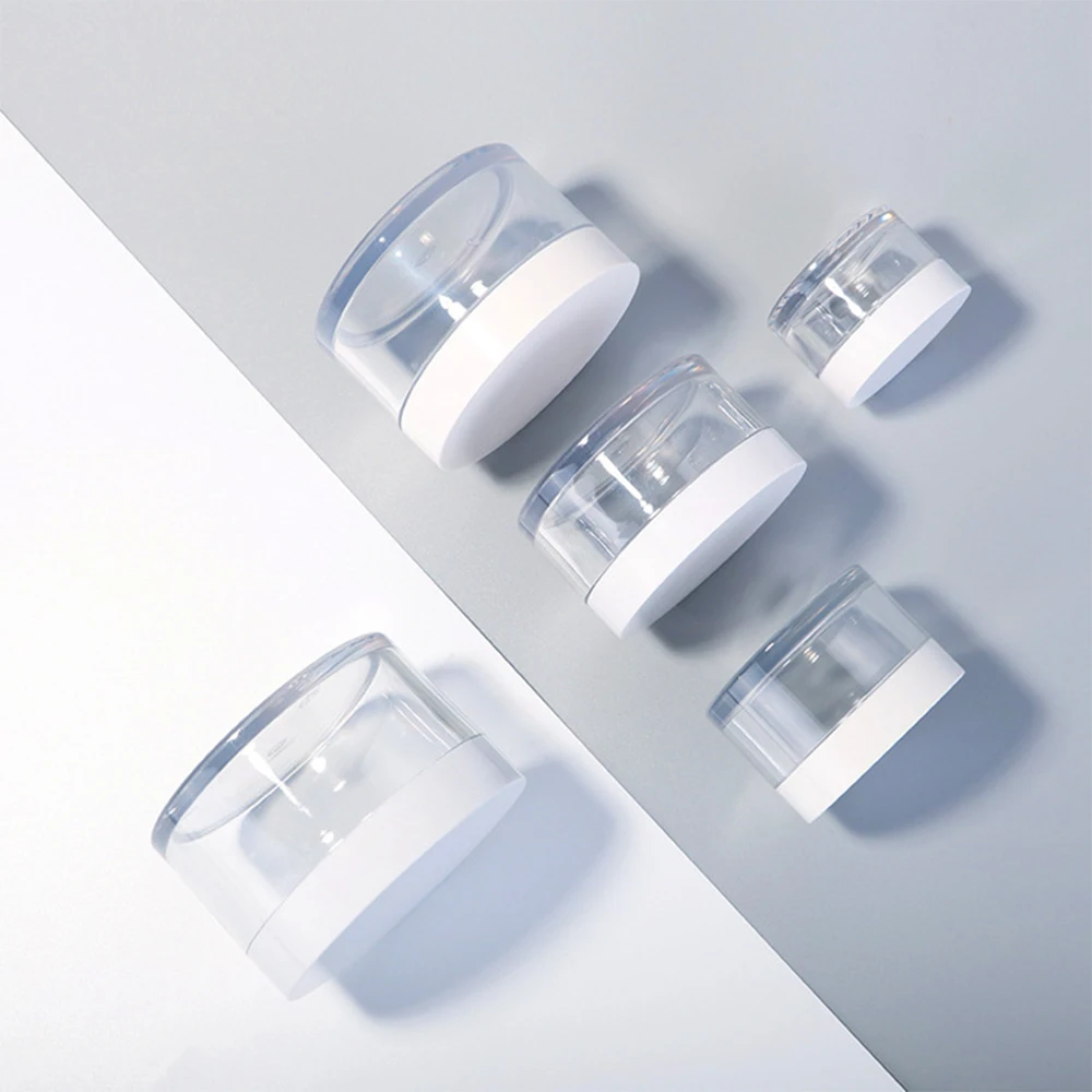 30g 50g 100g 150g 200g Clear Eco Friendly Empty Plastic Skin Care Cream Jar Manufacturing For Cosmetic with White Lid