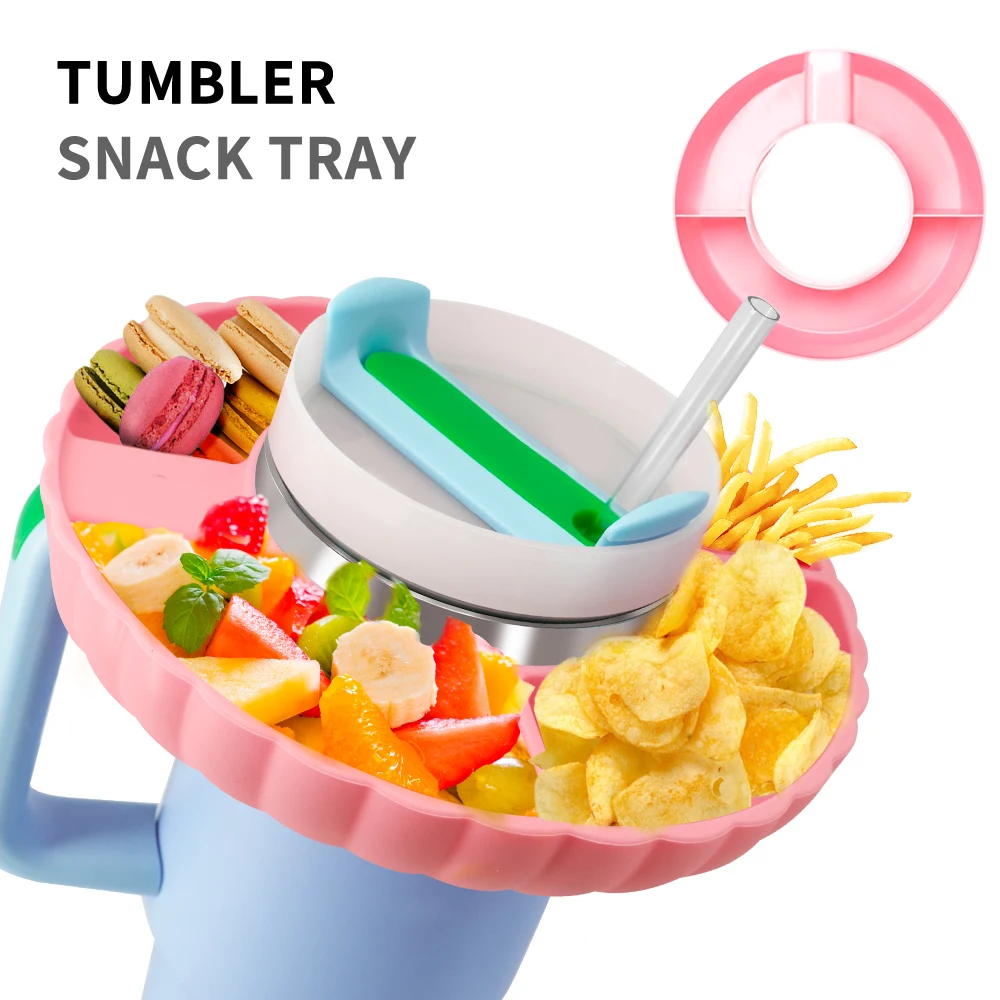 4-Compartment Reusable Silicone Snack Ring Holder Tray for 40 oz Tumbler with Handle Dish & Plate Category