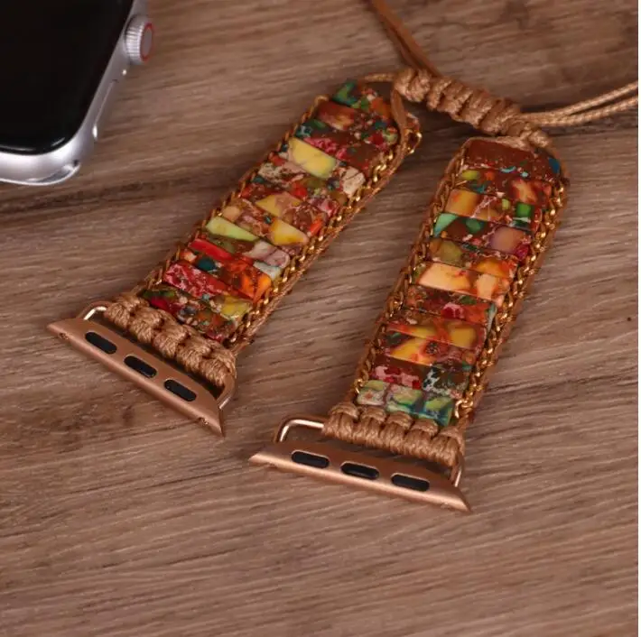 Handmade Beaded Boho Watch Strap Bracelet Band for Apple Watch Series 7-1
