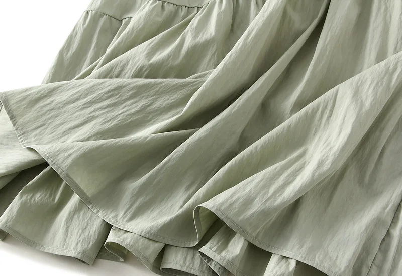 Summer Vintage Stitching Pleated Maxi Cotton Skirt