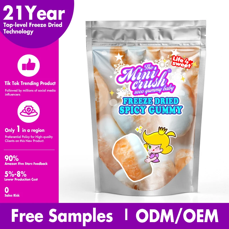 chinese gummy candy manufacturers wholesale New fruity candy sweet Freeze dried spicy gummy orange candies
