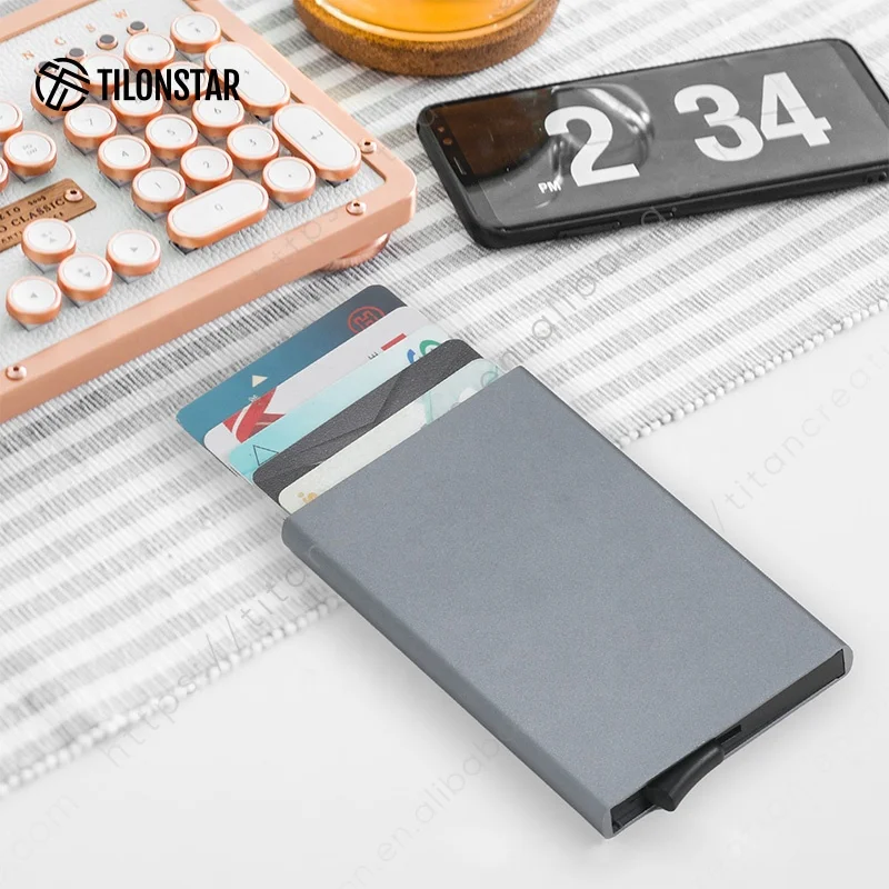 TILONSTAR TVC100A Luxury Advanced Anti Thief RFID Aluminum Case Minimalist Credit Card Holder for Gifts Wholesale