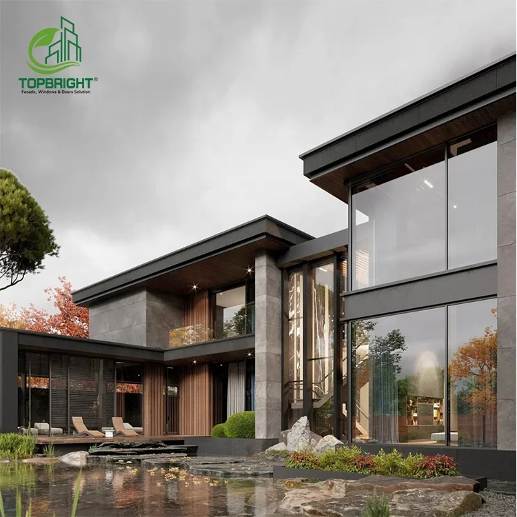 Topbright custom design rain protection floor to ceiling french windows hurricane impact glass windows for houses