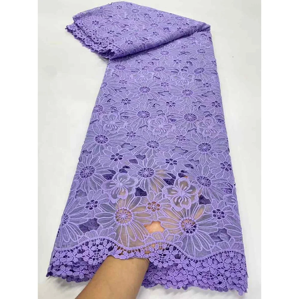 Plain white color Lafaya Water soluble organza bottom guipure cord lace flowers lace for dress material