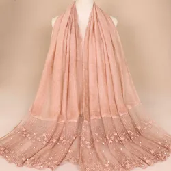 New Design Scarves for Ladies Arab Dubai Muslim Voile Scarf Hijabs Women Malaysia Head Lace Scarf Hijab