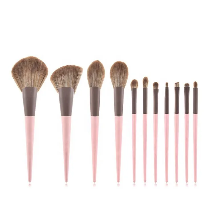 2020 amazon best sell professional pink blush makeup+brushes yellow natural hair makeup brushes