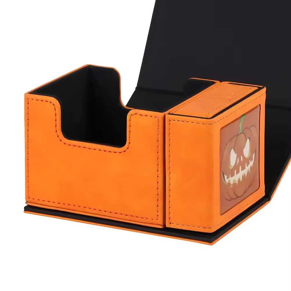 Wholesale Custom PU leather Magnetic playing Card Poke mon PU Card Storage Box Storage Box card deck box