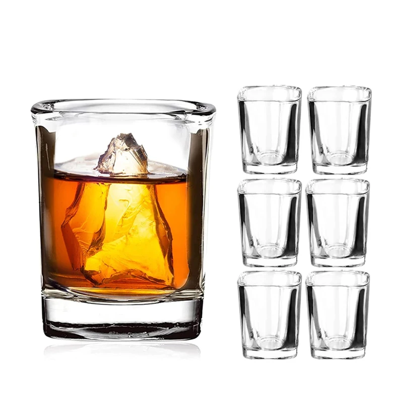2.3oz 65ml Large Inventory American Shot Glass Luxury Square Cup European Style Cocktail Tumbler Mini Tequila Shot Glass For Bar