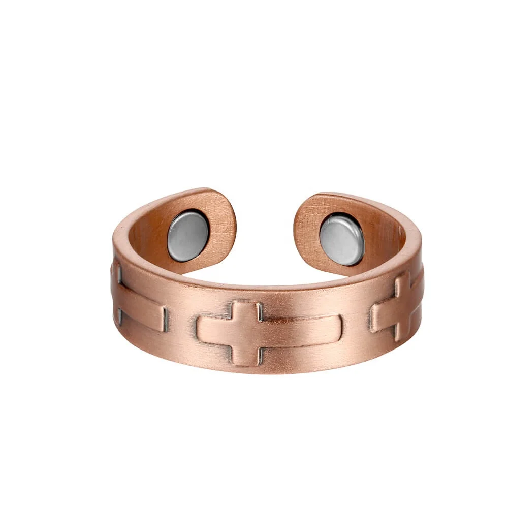 BioMagnetic Jewelry Cross Adjust Solid Copper Ring  Magnetic Rings Finger Rings
