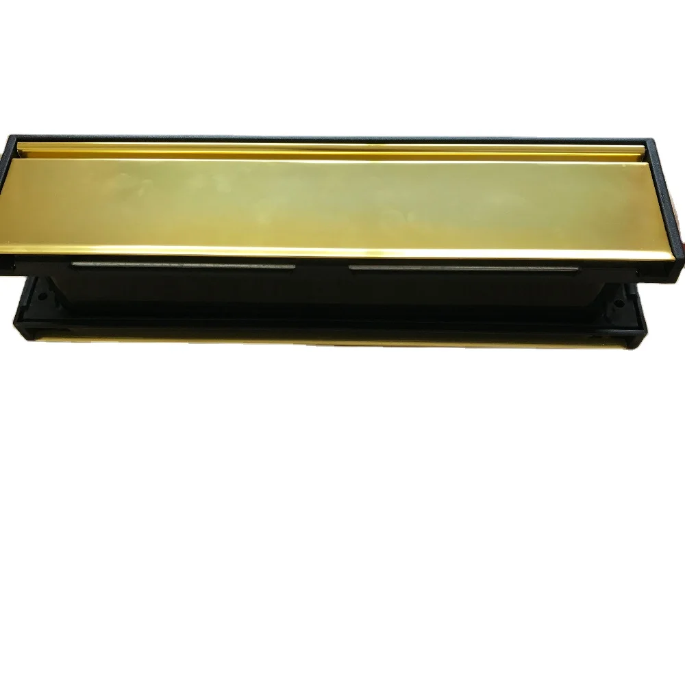 Tradinational 12-Inch UPVC Door Polished Letterbox/Letter Plate Mid Rail - Gold/Black