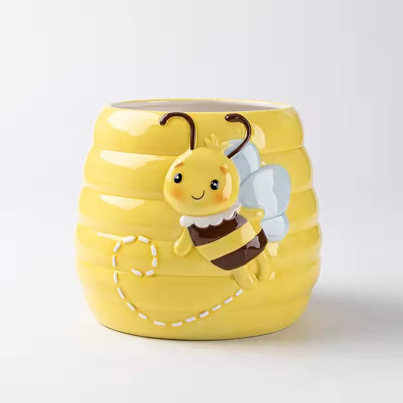 custom Kitchen Empty Storage Unique Bee Beehive Ceramic Honey jar
