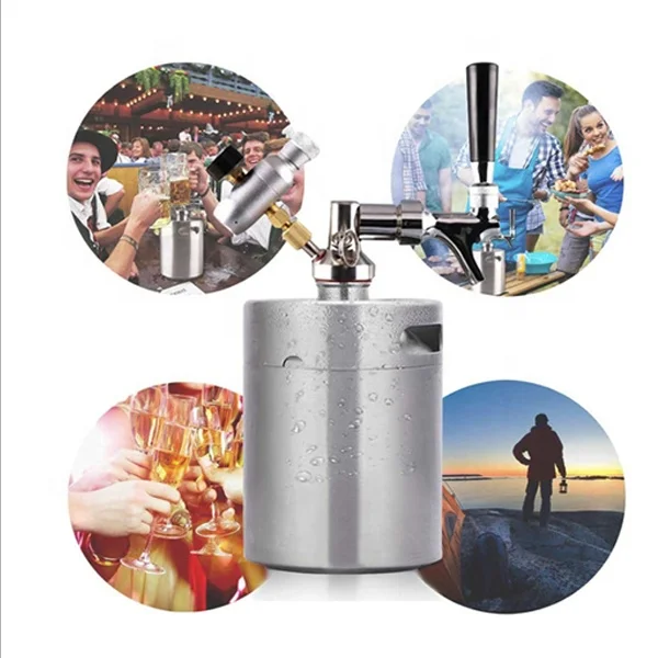 Beer Mini Kegs 128 OZ for Craft beer Dispenser CO2 regulator with beer faucet taps