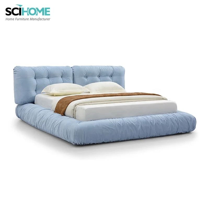 SCIHOME Modern Italian Design Wooden Upholstered Bed