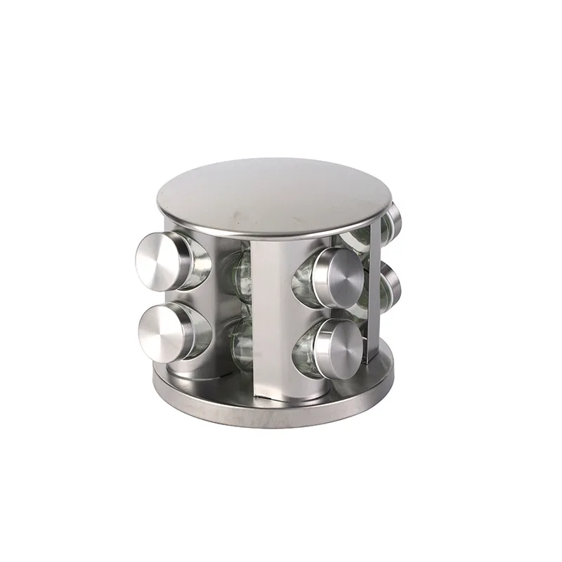 Stainless iron seasoning can storage rack kitchen supplies rotating seasoning rack