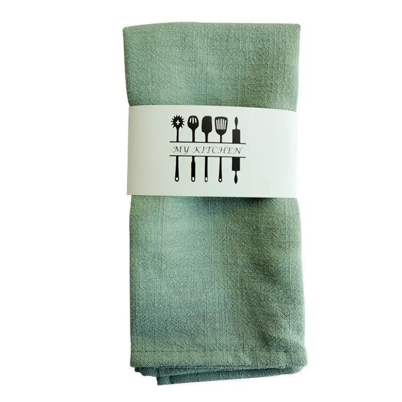 Hot Sale Pure Olive Linen Cloth Napkins White Hem Stich Hemstitch for Hotel