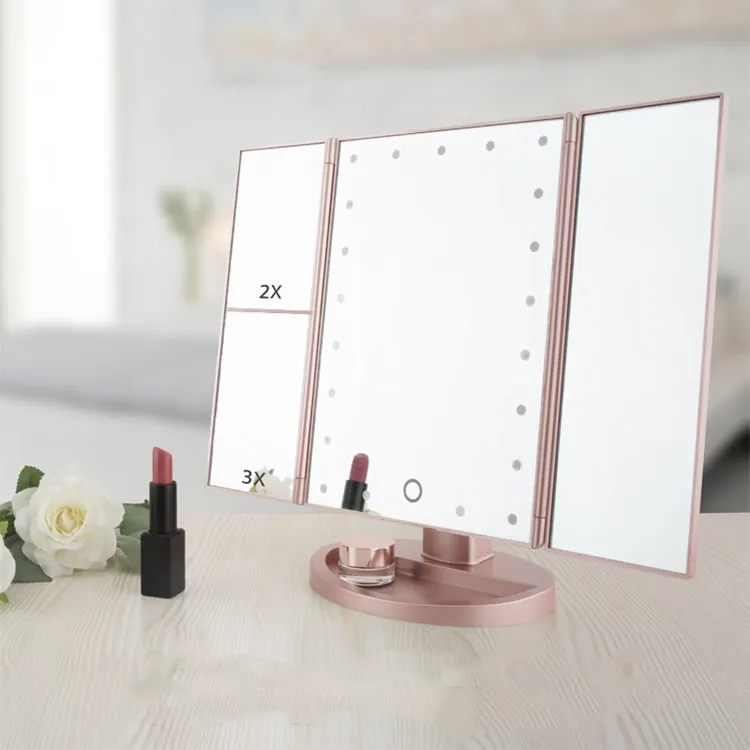 Hot Sale Magnification Make up Mirror With LED Brightness Adjustable USB Rechargeable