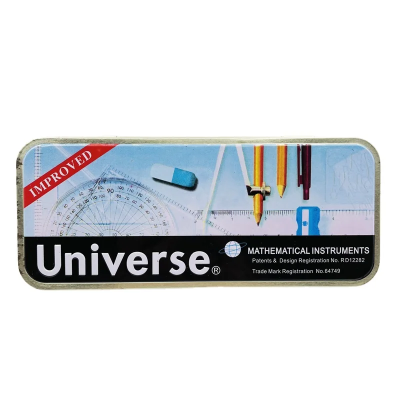 Orginal Universe School Tools Drawing Set For Kids Math Set Metal Box Geometry Tool Set Mathematical