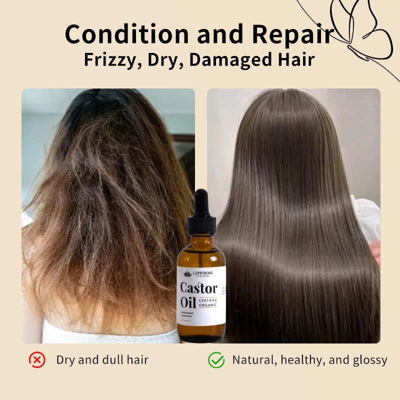 60ml Eyelashes Eyebrows Hair Growth Essential Oil Refined Castor Oil Organic Eyelash Enhancer Eyelash Growth Oil