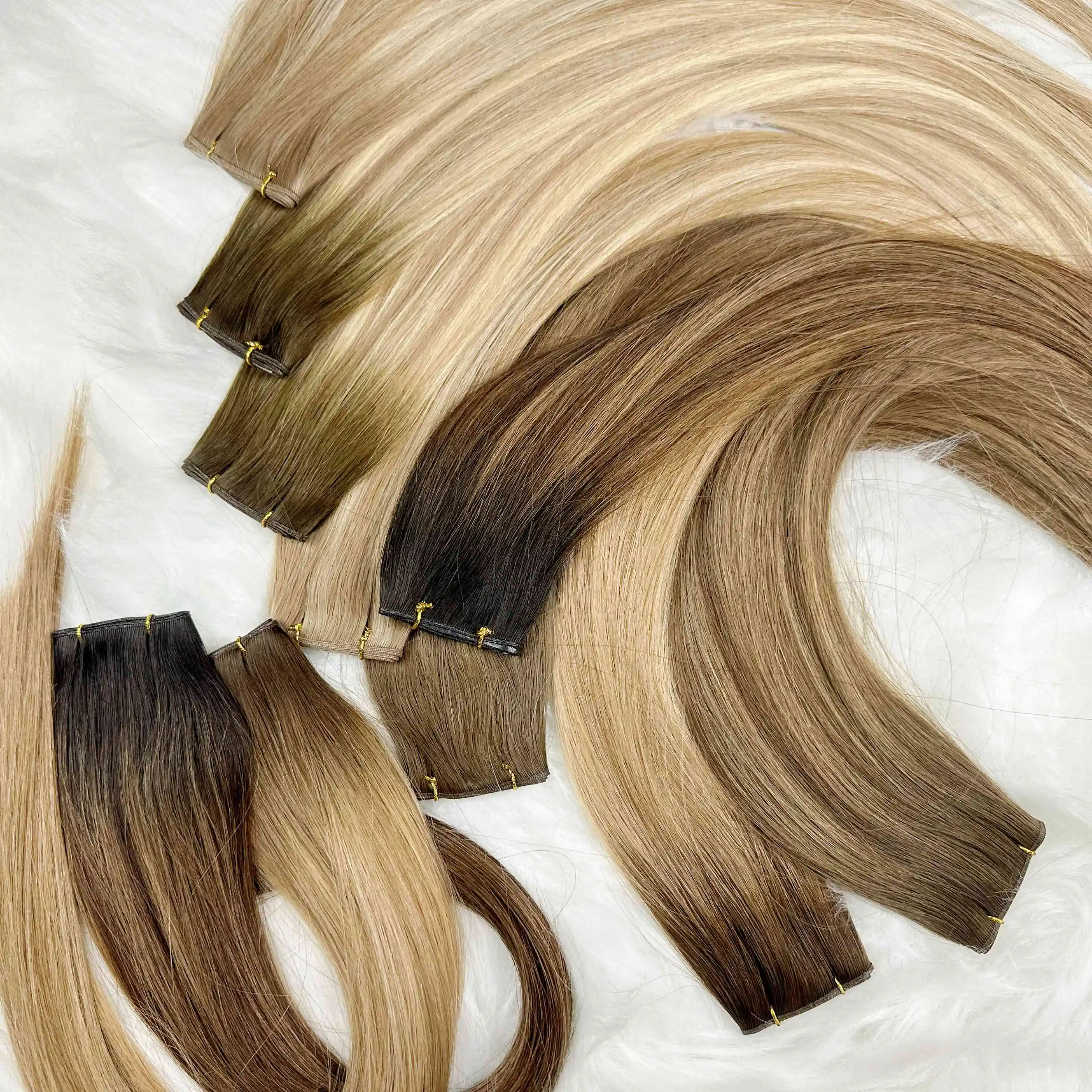 European Virgin Hair Thinnest Invisible Weft No Return Hair Double Drawn Genius Weft Hair Extensions