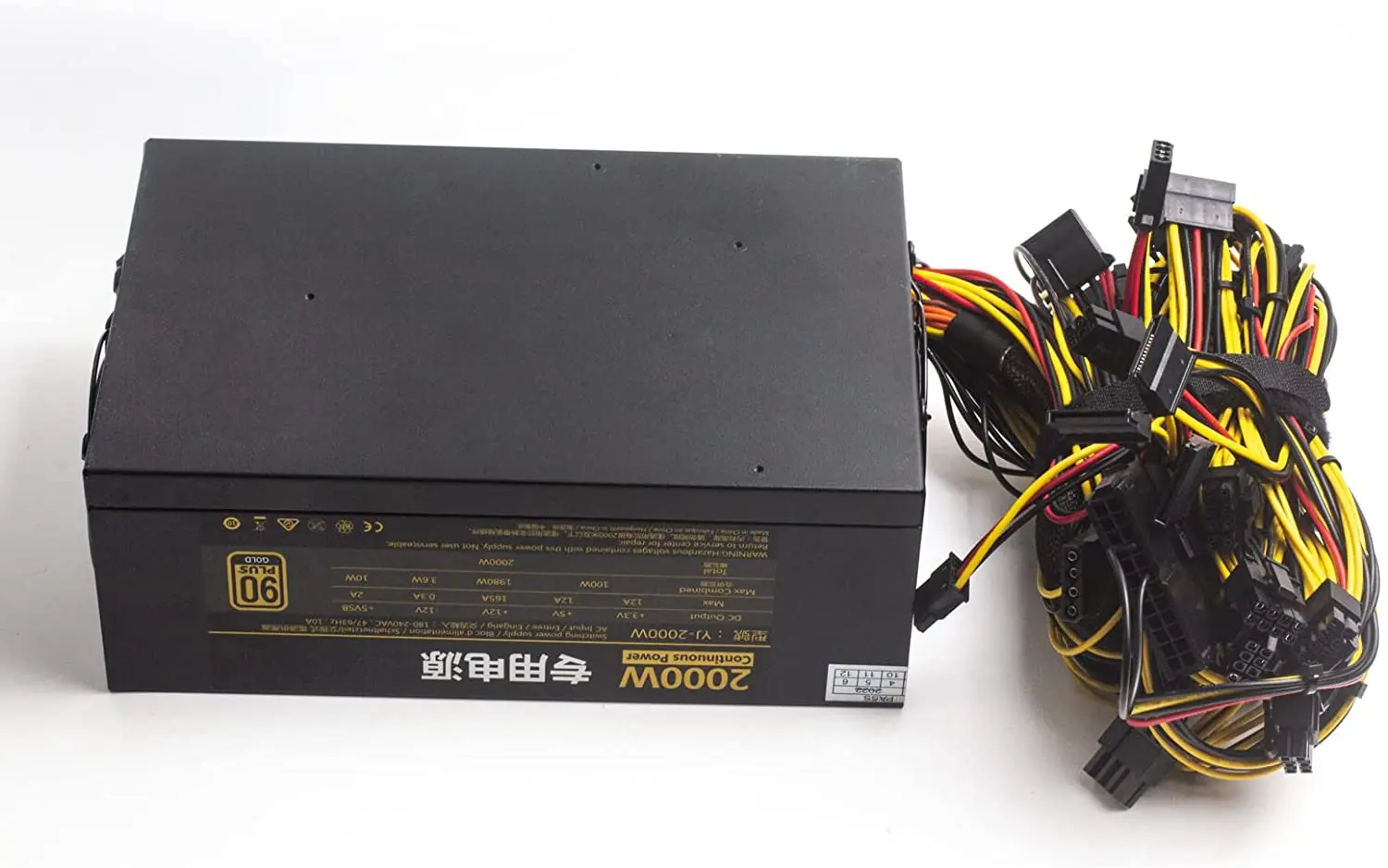 2000W Power Supply 90 plus Gold Certified ATX Power Supply 180V-240V ATX PSU With Cool Fan for 8GPU Server Case