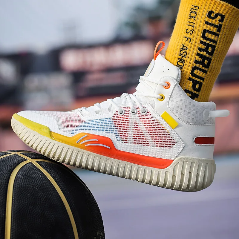 Breathable  Men Couple High-top Basketball Boots Men Anti-skid Sneakers Outdoor Basketball Shoes