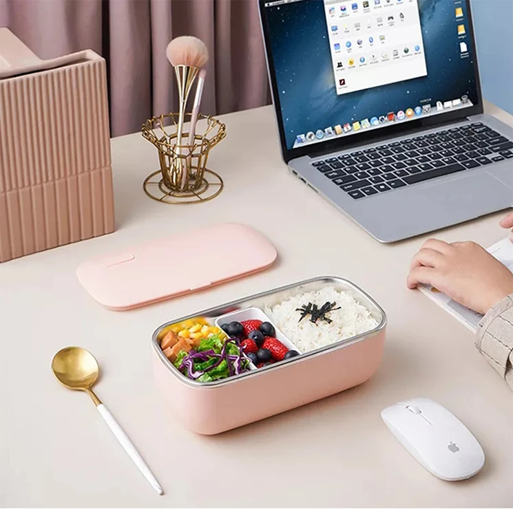 Classic Stainless Steel Home Office Lunchbox Bento Box With Heater