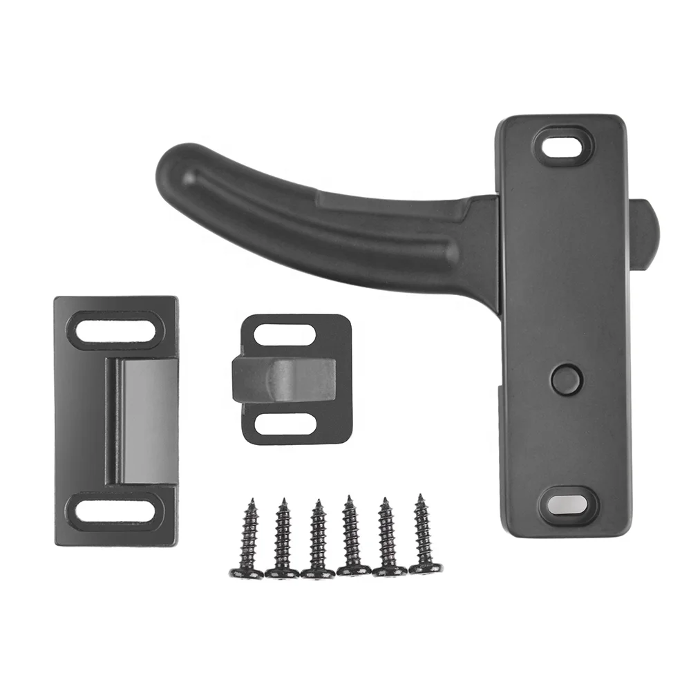 Black RV Door Window Lock Aluminium Alloy Right or Left Hand RV Screen Door Latch Replacement For Camper/Trailer