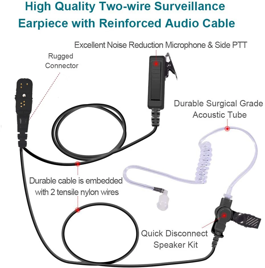  Secret Service Acoustic Ear Piece Law Enforcement Police Two Way Headset Air Tube Earpiece PPT With Mic For Hytera Hyt