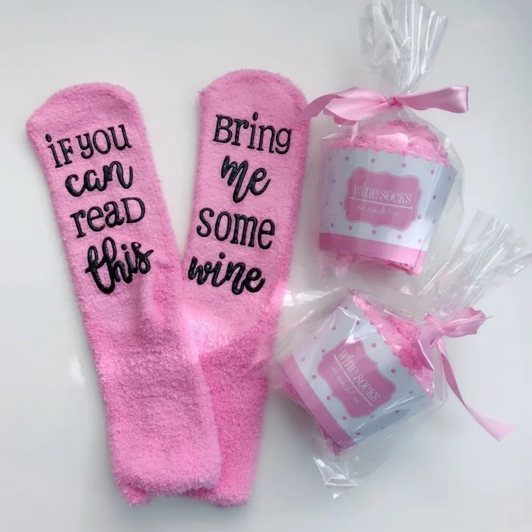 Comfortable fuzzy anti slip funny cup cake sock gifts for mother wife friend if you can read this gift winter cozy bed socks